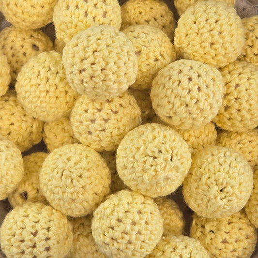 16mm Yellow Crochet over Wood