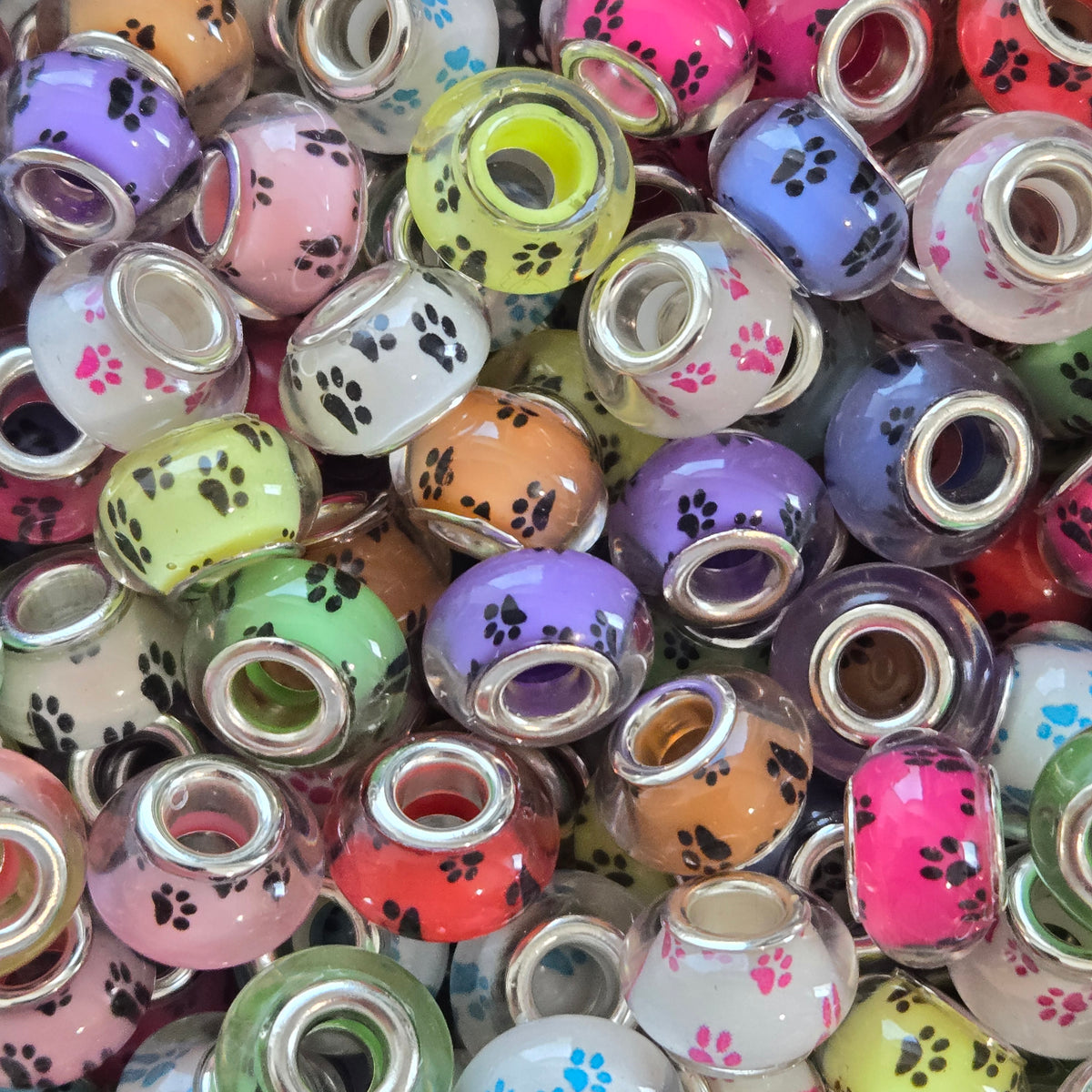 14mm Paw Print Acrylic Spacer Mix 10pk