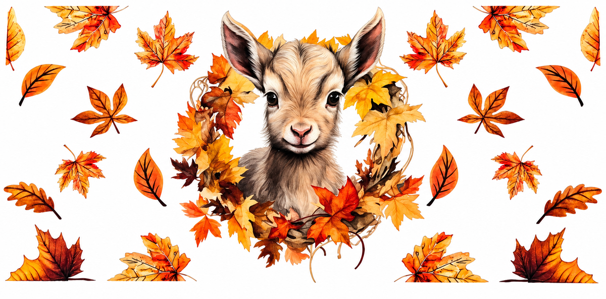 Donkey in Fall Leaves