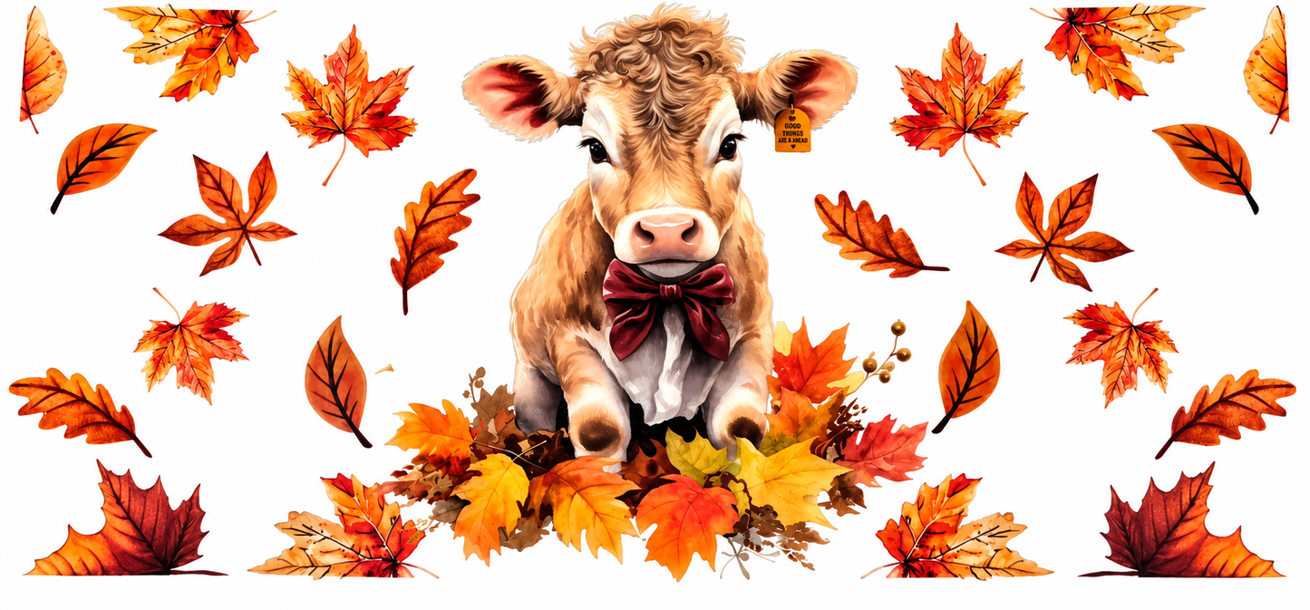 Calf in Fall Leaves